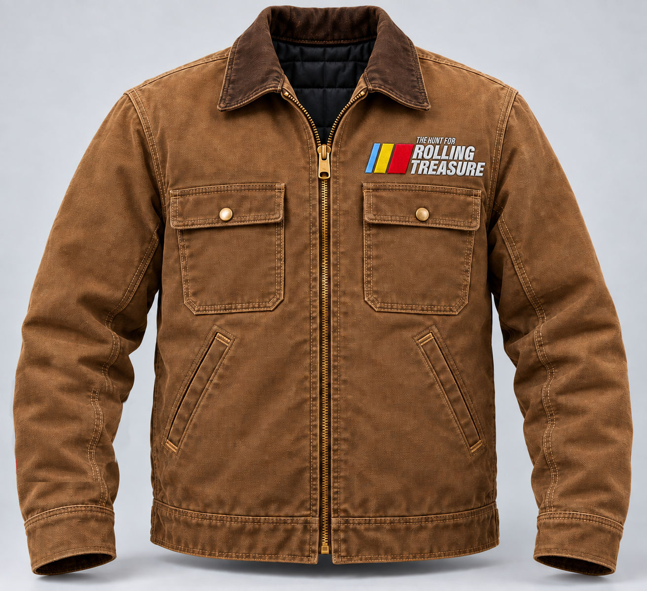 Brown Rolling Treasure canvas shop jacket